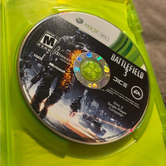 XBOX 360 Battlefield 3 for Xbox 360 by - Green Case. With Manual - Picture 4 of 7